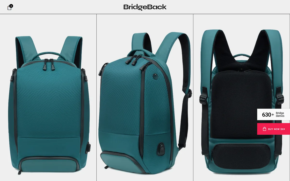 Backpack Presentation elementor web tasarım demosu