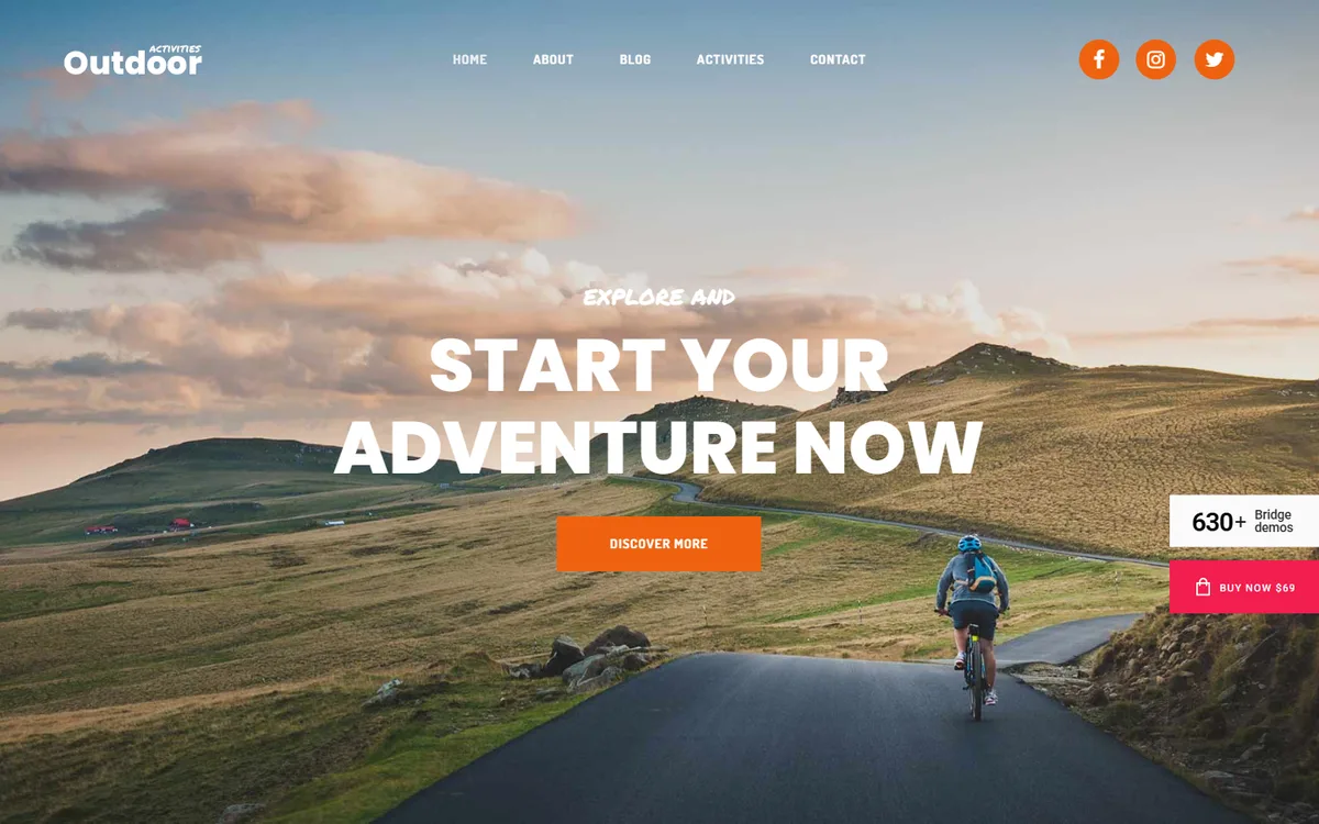 Outdoor Recreation elementor web tasarım demosu