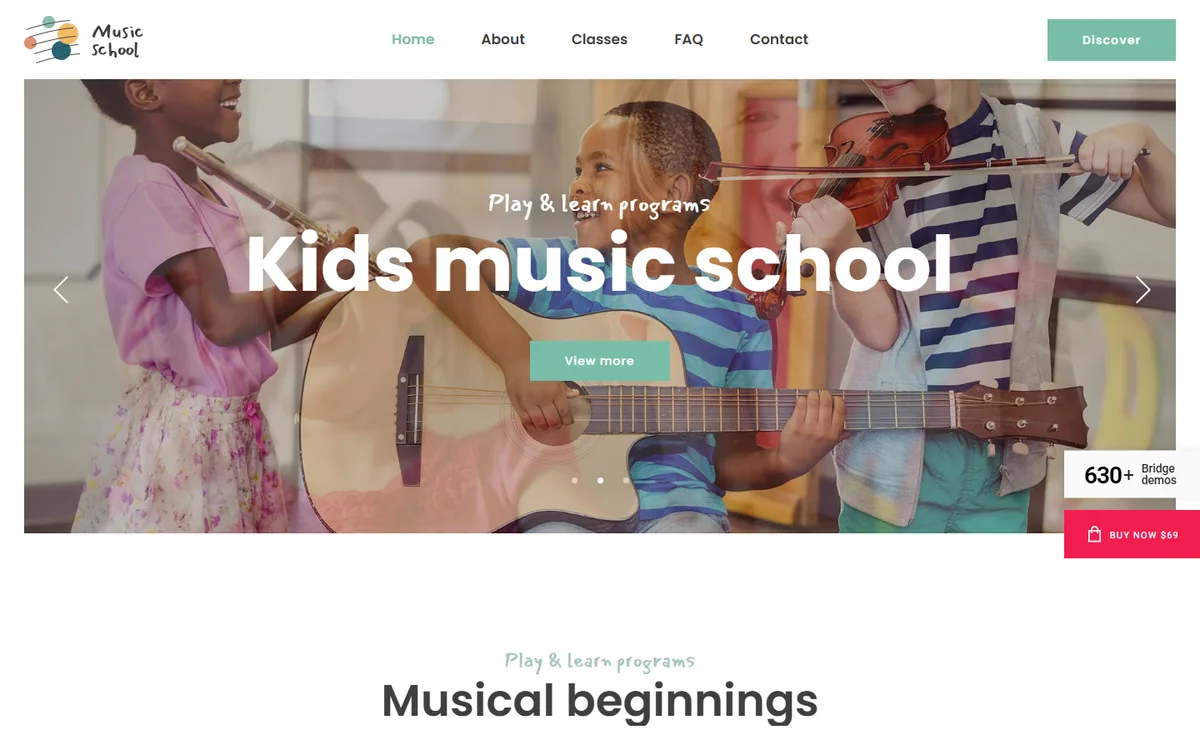 Müzik Okul elementor web tasarım demosu