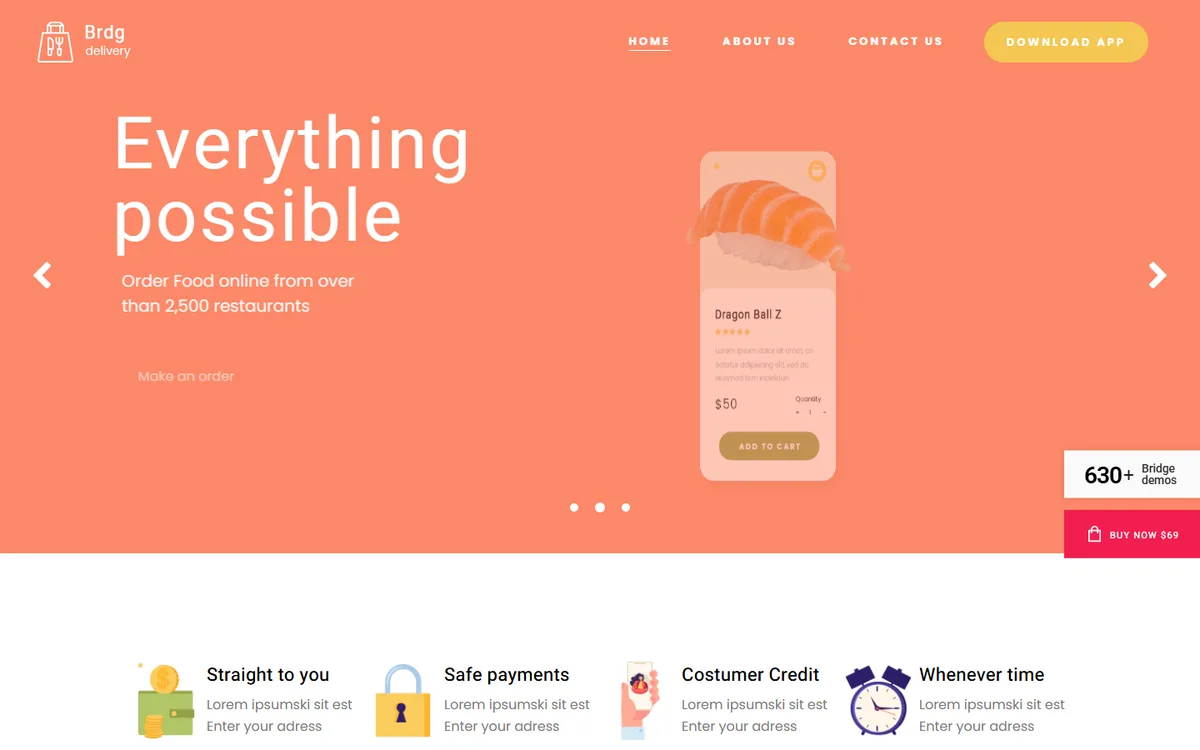 Food Delivery elementor web tasarım demosu