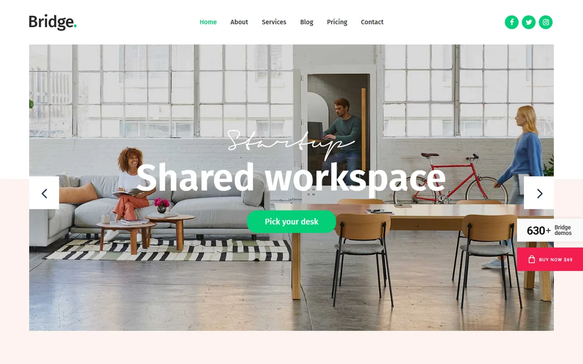 Shared Workspace elementor web tasarım demosu