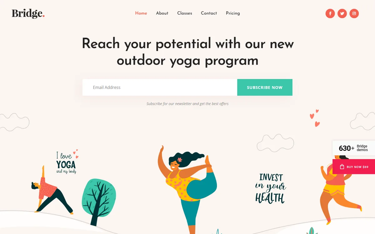 Yoga and Pilates elementor web tasarım demosu