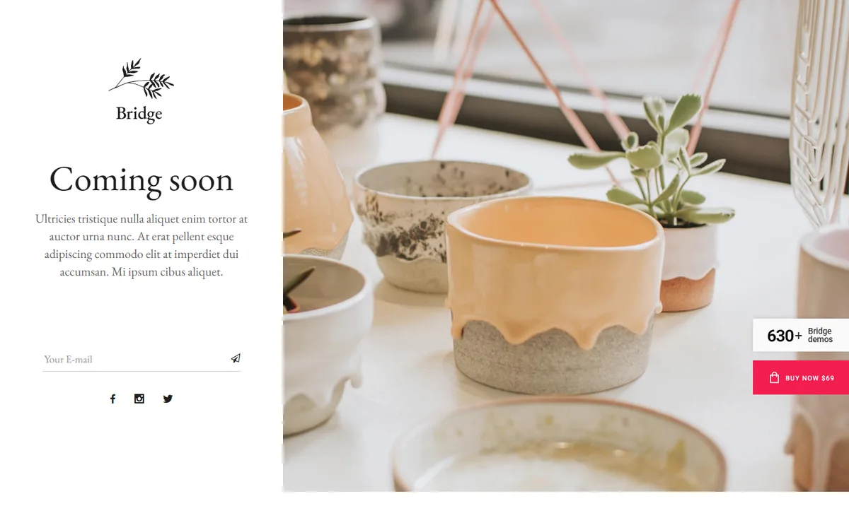 Coming Soon Seramik elementor web tasarım demosu