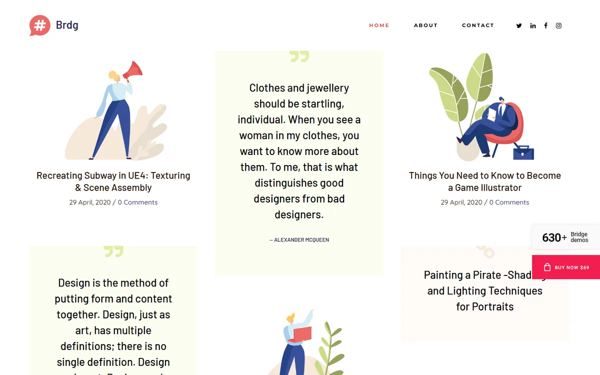 Blog Illustrated elementor web tasarım demosu