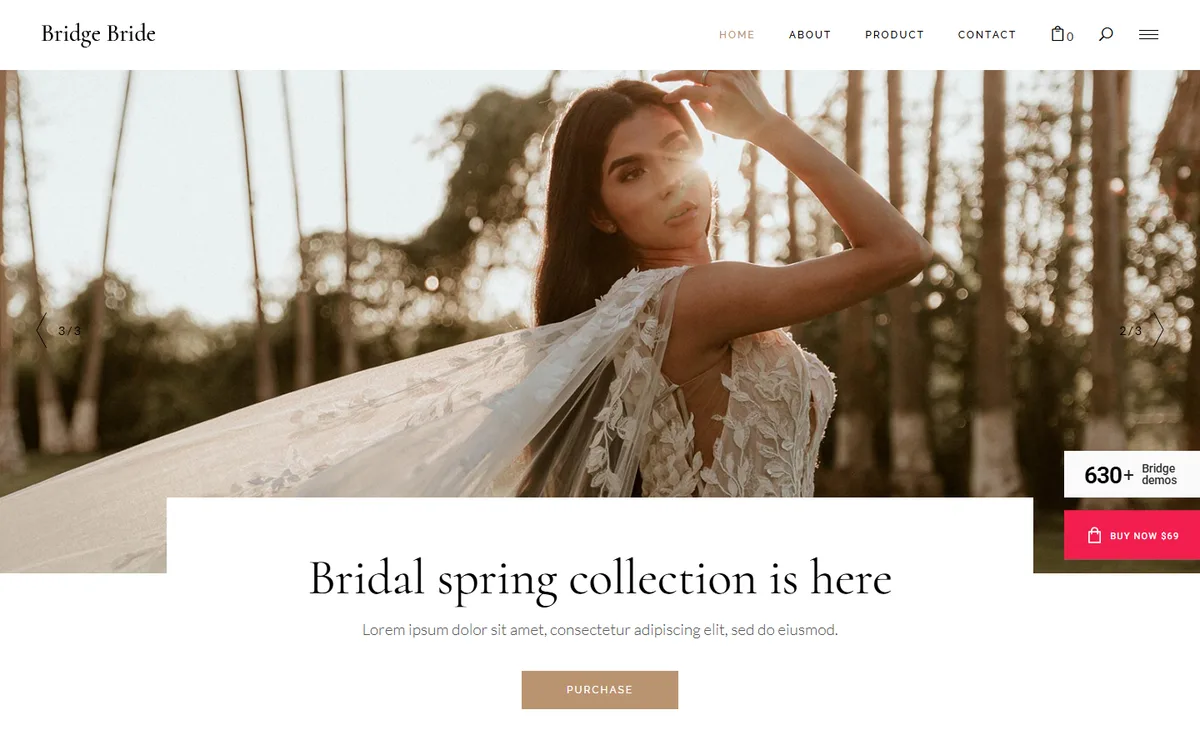 Bridal Mağazası elementor web tasarım demosu