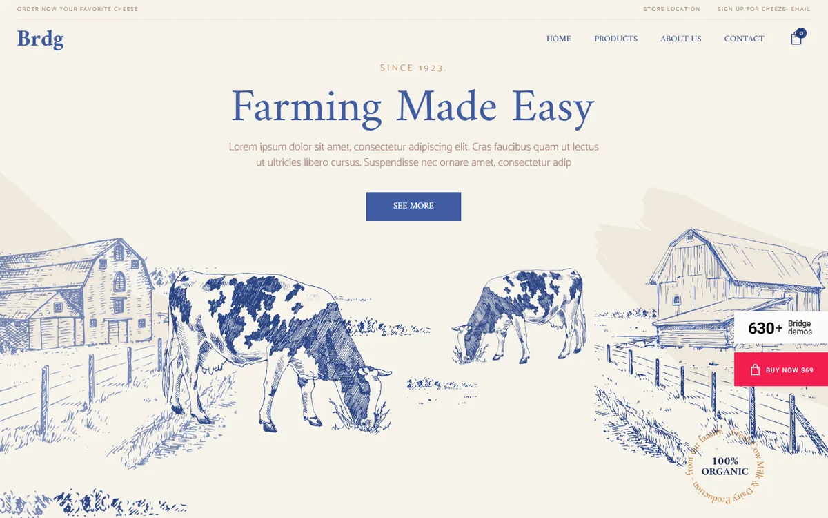 Dairy Farm elementor web tasarım demosu