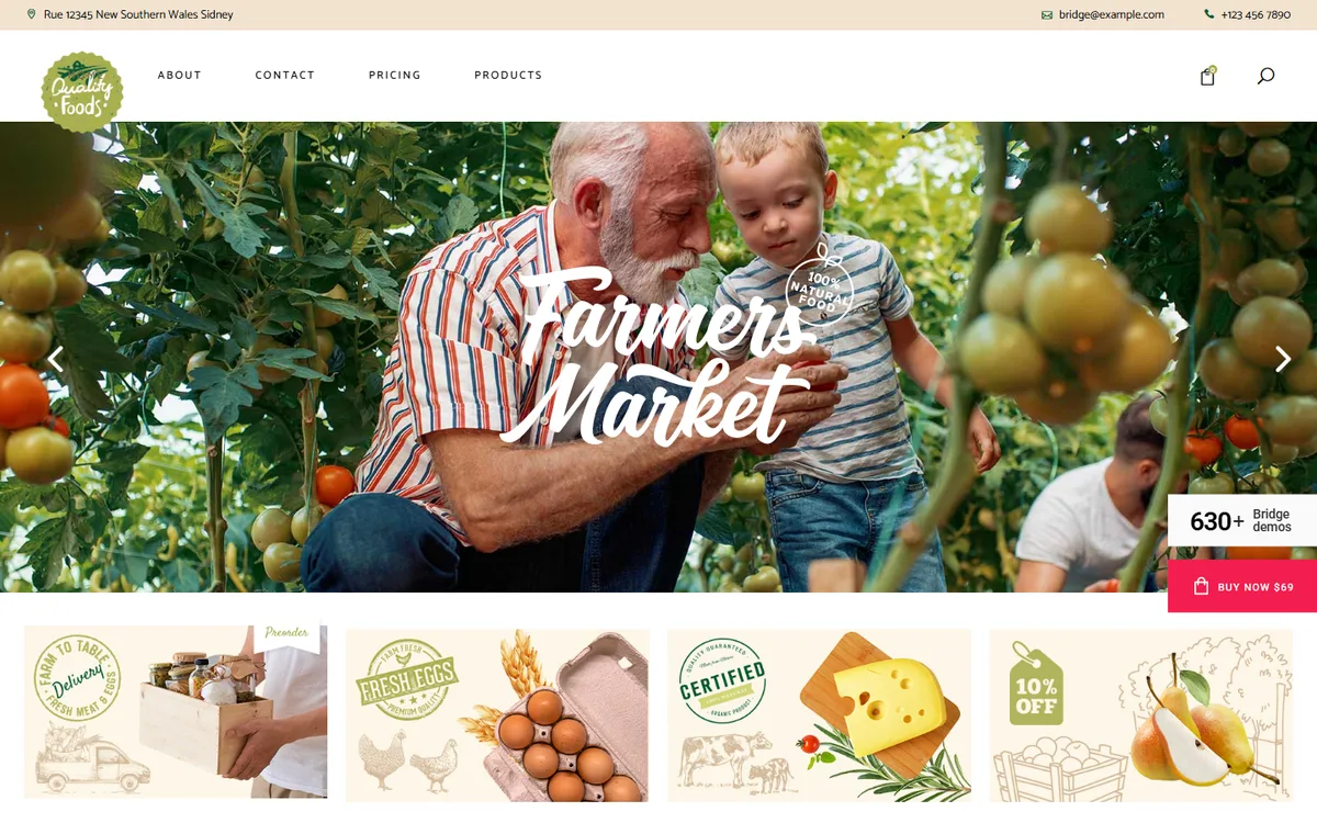 Farmers’ Market elementor web tasarım demosu