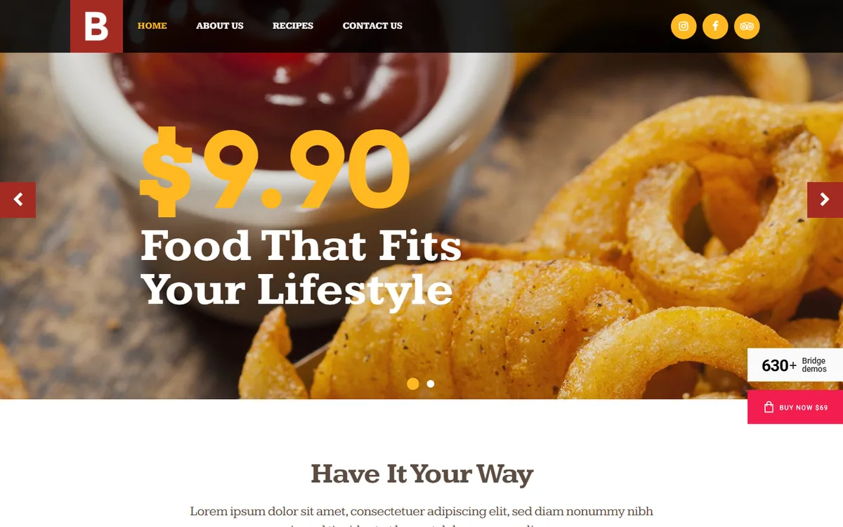 Fast Food wpbakery web tasarım demosu