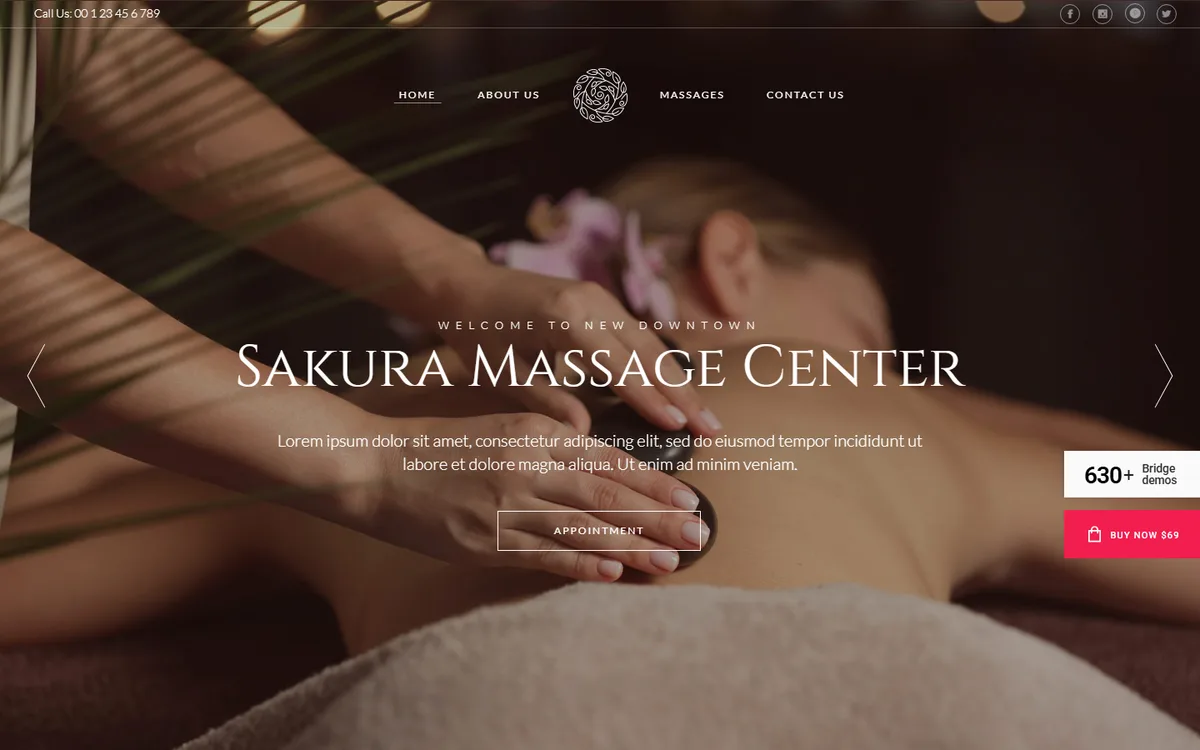 Massage Parlor elementor web tasarım demosu