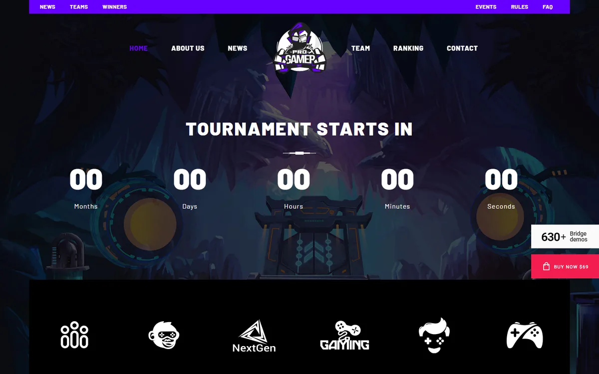 Esports elementor web tasarım demosu