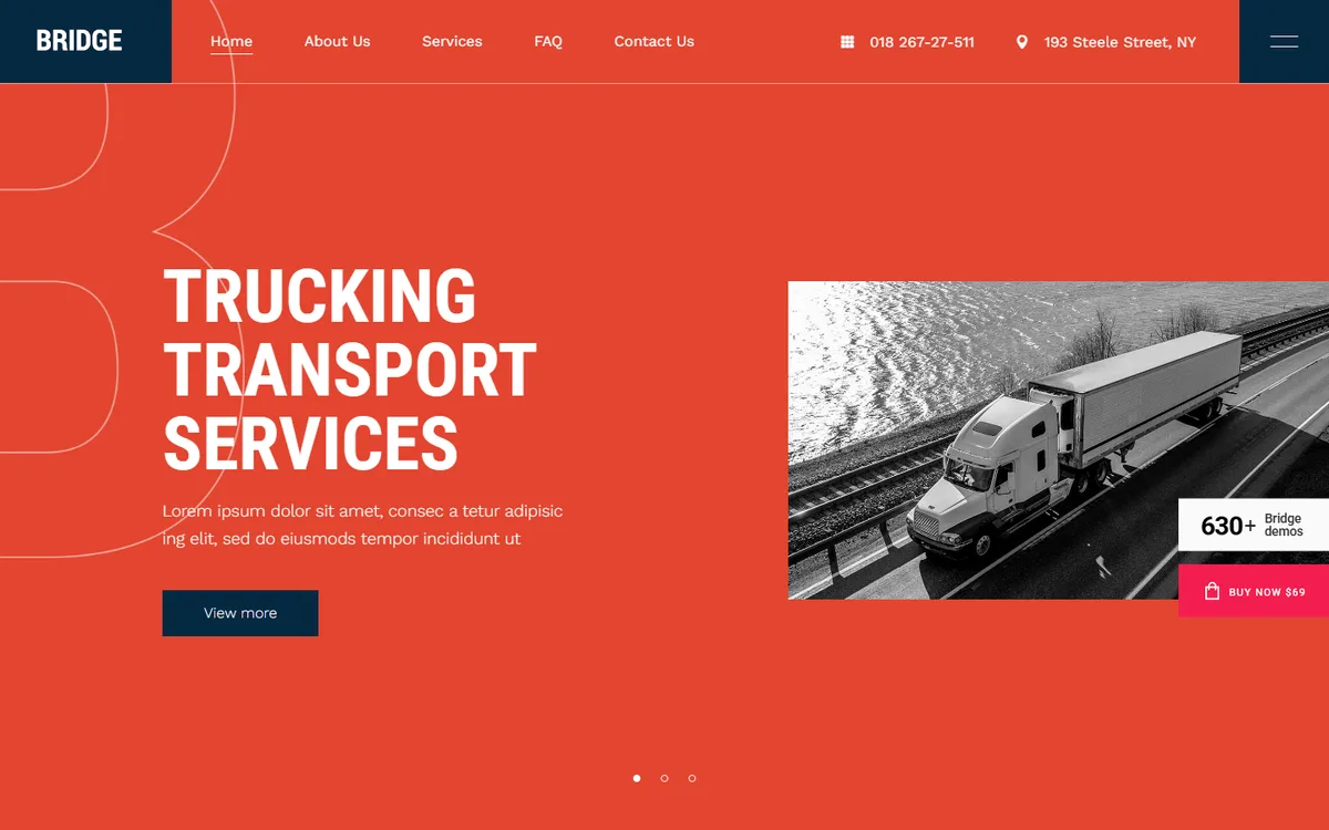 Transport Services elementor web tasarım demosu