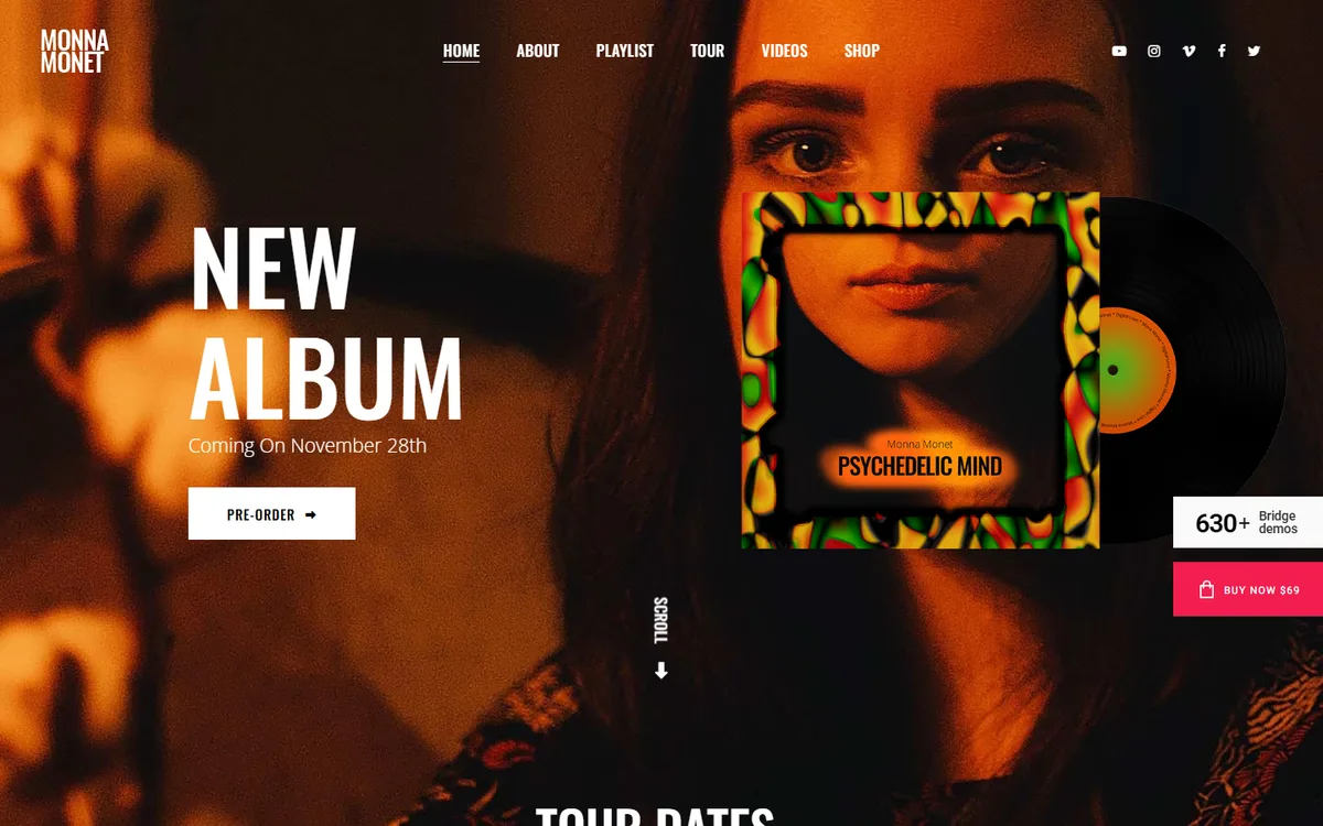 Müzik Sanatçı elementor web tasarım demosu