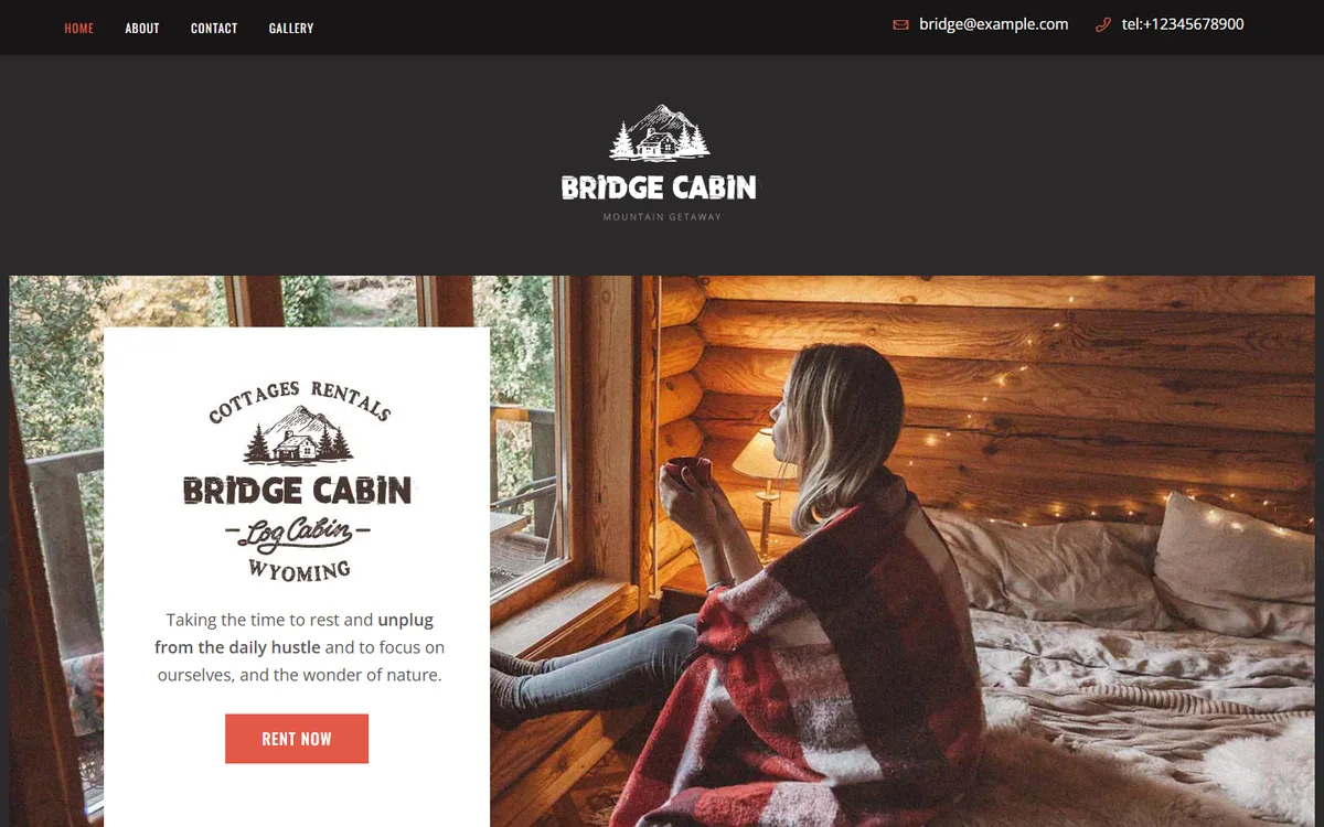 Cabin Rental elementor web tasarım demosu