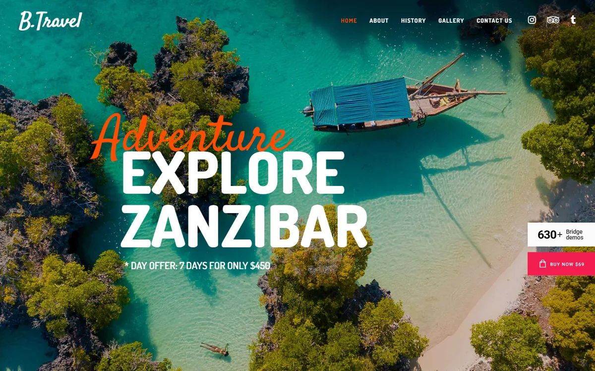 Exotic Travels wpbakeryelementor web tasarım demosu