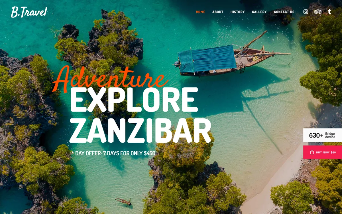 Exotic Travels wpbakeryelementor web tasarım demosu