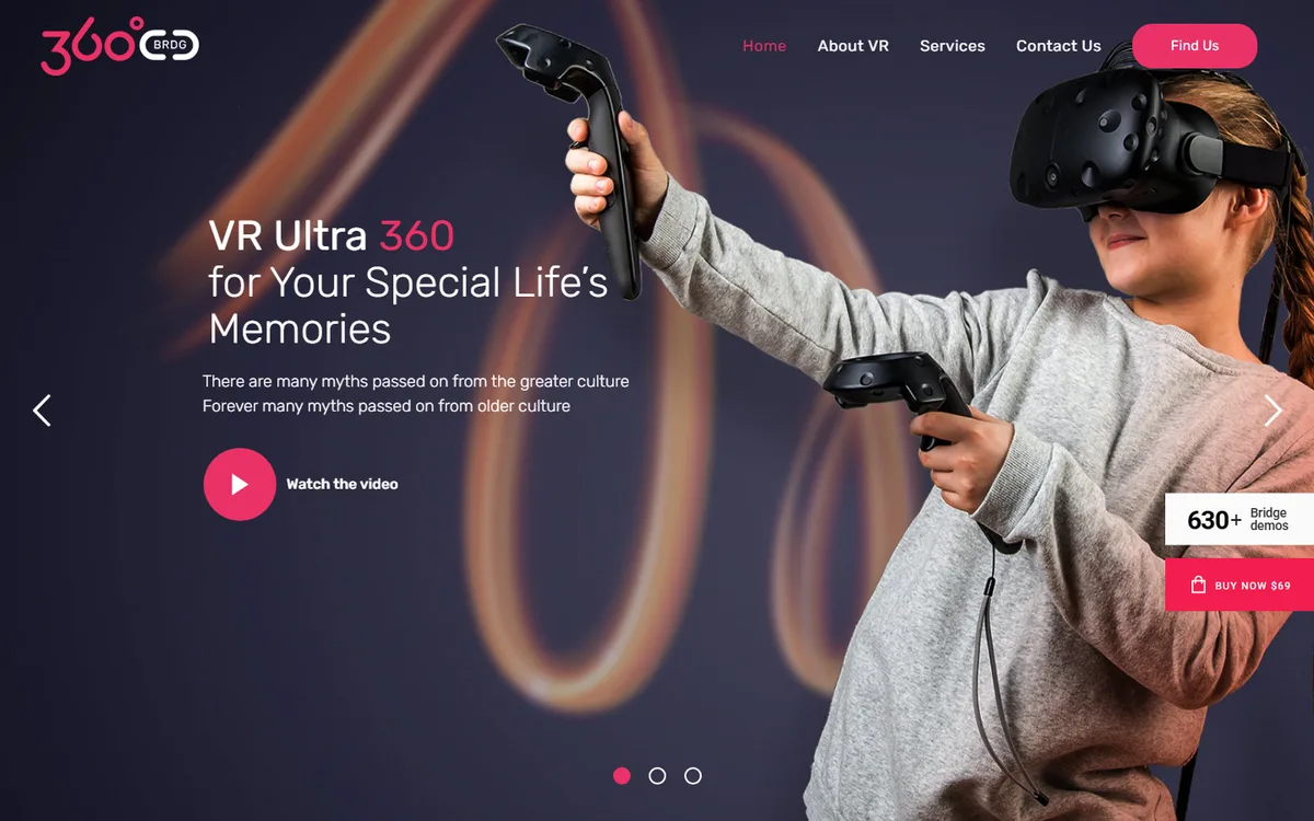 Virtual Reality wpbakery web tasarım demosu