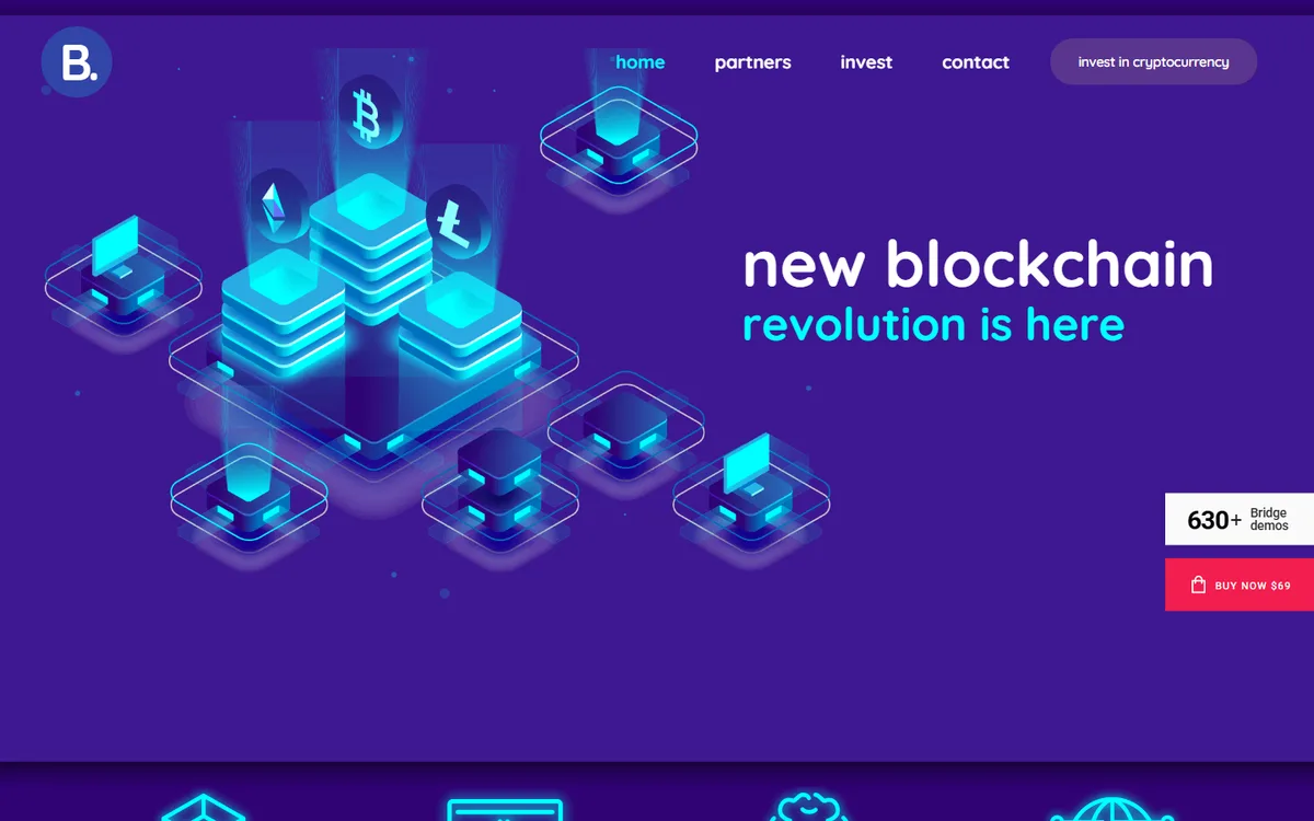 Cryptocurrency wpbakery web tasarım demosu