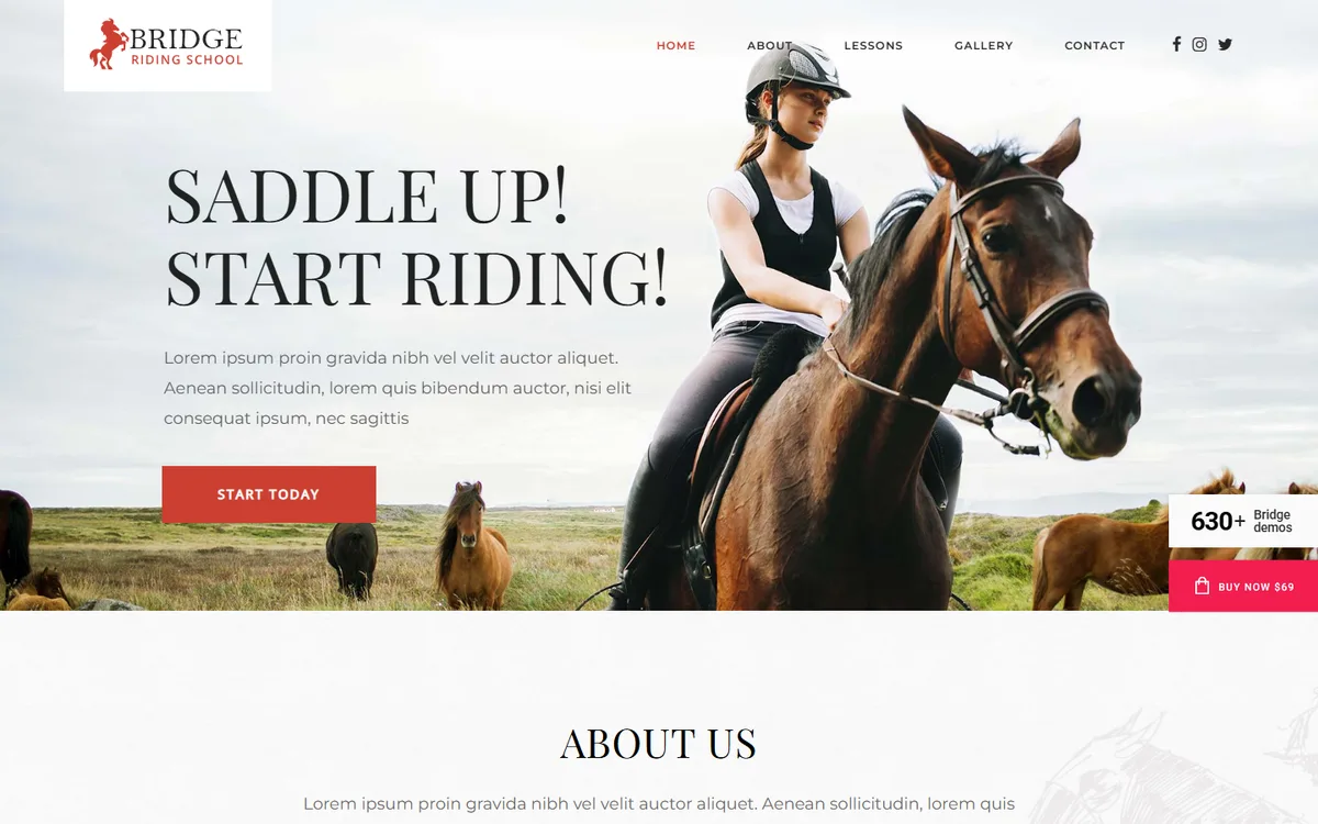 Horse Riding wpbakery web tasarım demosu