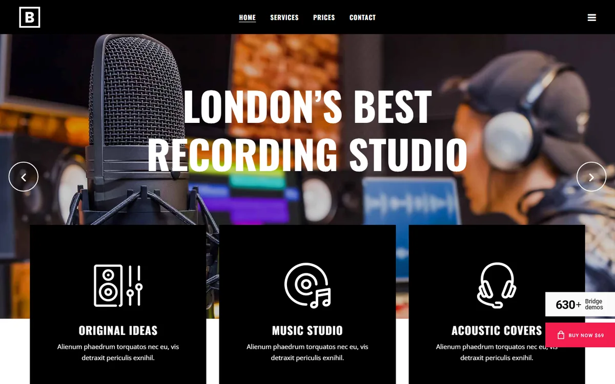 Recording Stüdyosu wpbakery web tasarım demosu