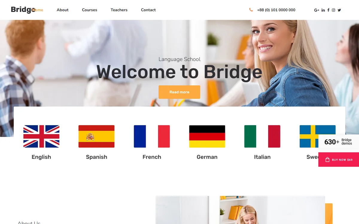 Language Okul wpbakery web tasarım demosu