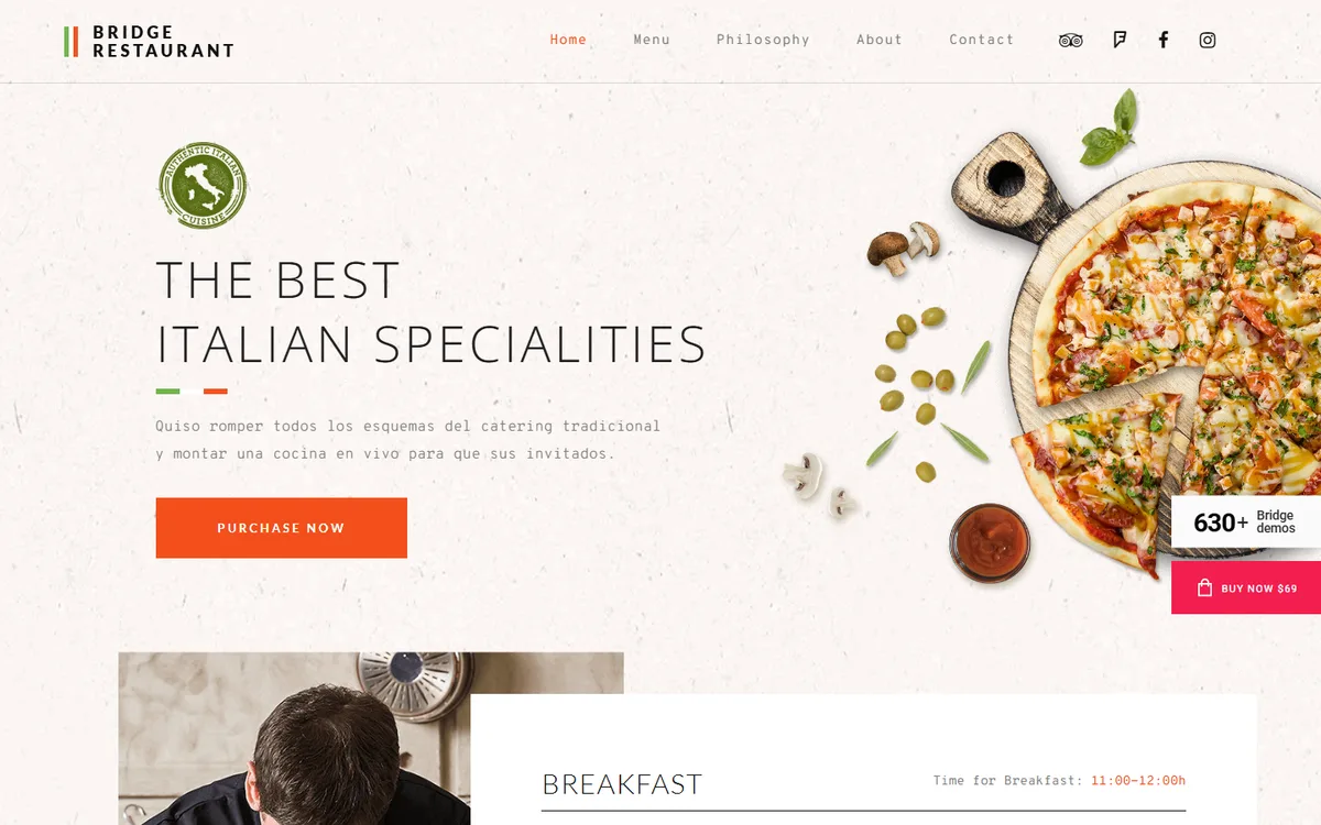 Italian Restoran wpbakery web tasarım demosu