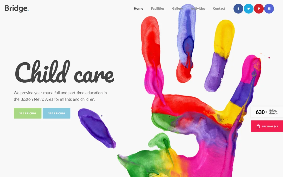 Child Care wpbakery web tasarım demosu