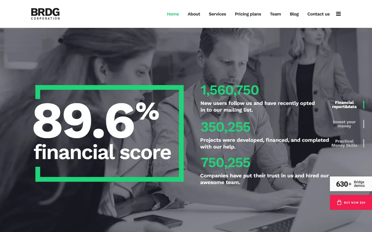 Financial Kurumsal wpbakery web tasarım demosu