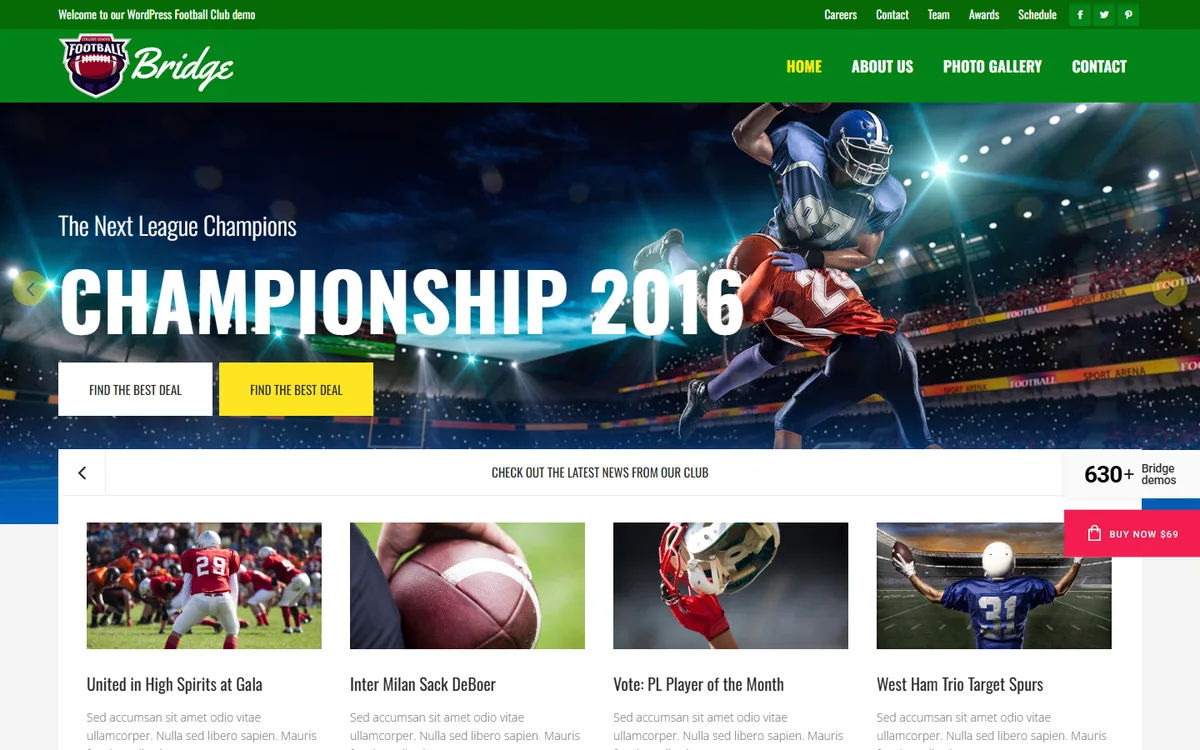 Football wpbakery web tasarım demosu