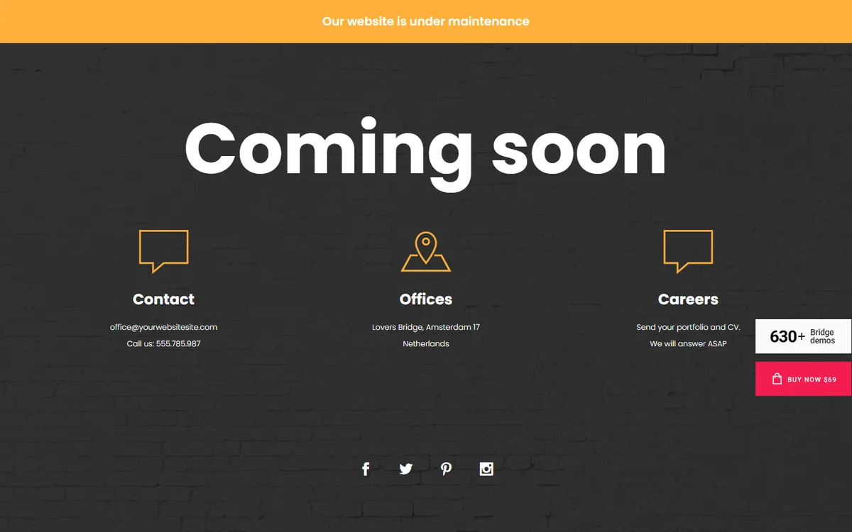Maintenance Mode wpbakery web tasarım demosu