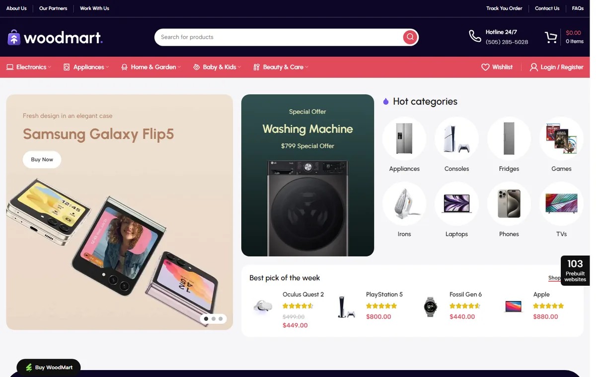 WoodMart-010 Çok Satıcılı Pazaryeri web tasarım demosu