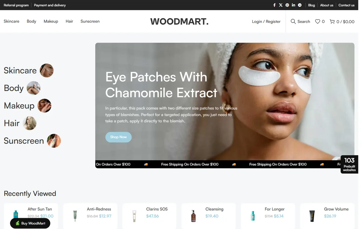 WoodMart-011 Makyaj & Kozmetik Mağazası web tasarım demosu
