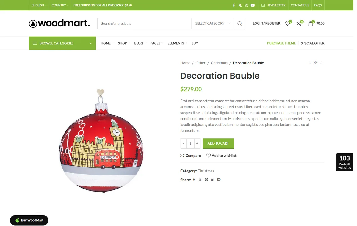 WoodMart-031 Dekorasyon Mağazası web tasarım demosu