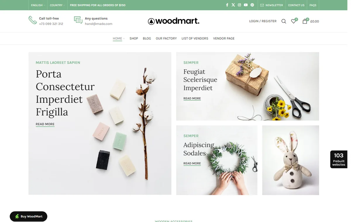 WoodMart-033 El Yapımı Ürünler web tasarım demosu