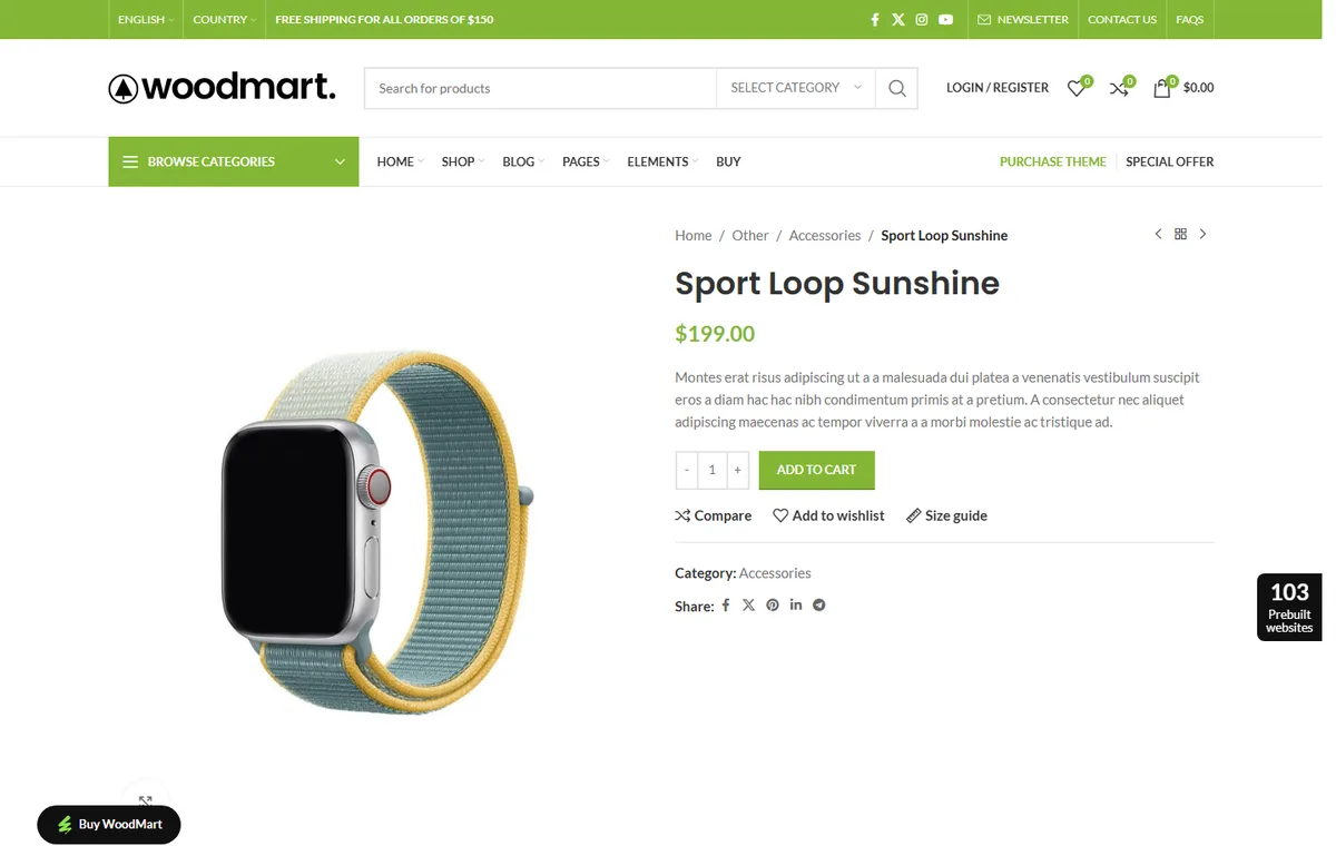 WoodMart-046 Spor Ürünleri Mağazası web tasarım demosu