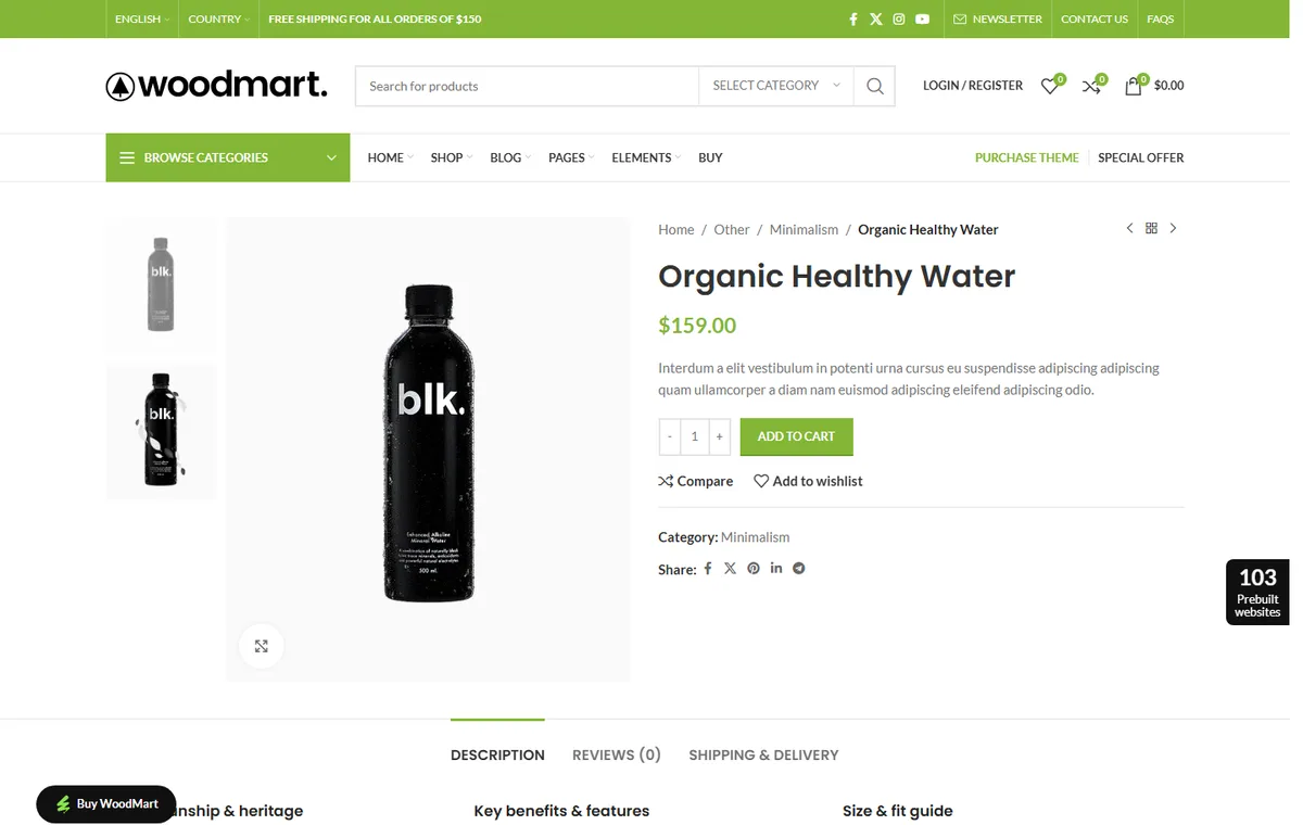 WoodMart-061 Organik Ürünler Mağazası web tasarım demosu