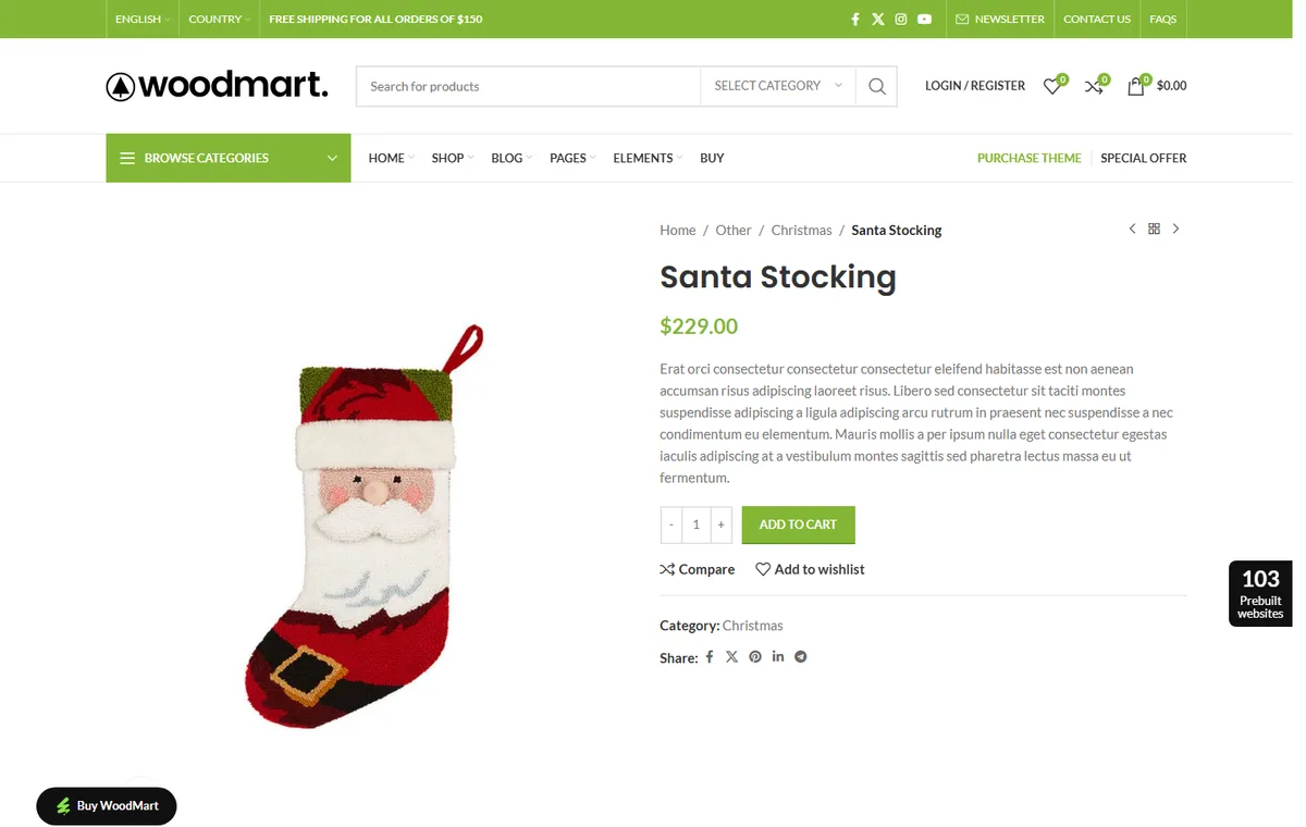 WoodMart-071 Yılbaşı Temalı Mağaza web tasarım demosu